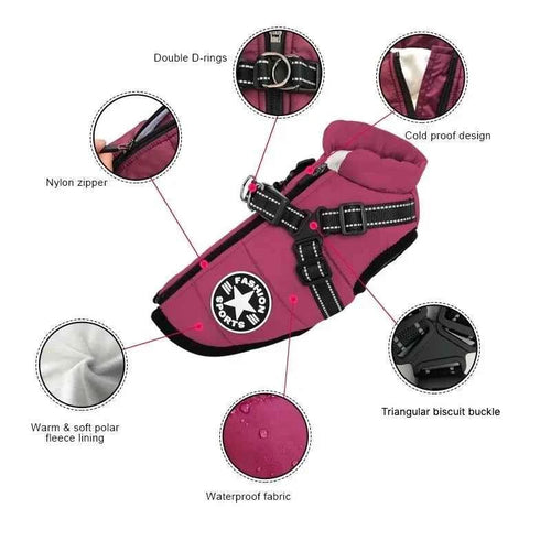 Pawxify ShieldWalk Winter Dog Coat with Built-In Harness