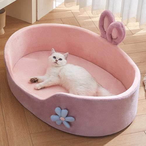 Pawxify BunnyNest Plush Bolster Pet Bed