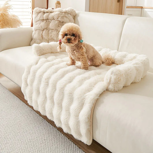 Pawxify CloudNest Faux Rabbit Fur Sofa Bed