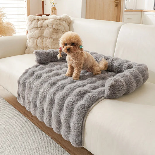 Pawxify CloudNest Faux Rabbit Fur Sofa Bed