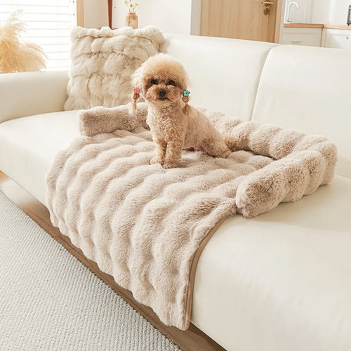 Pawxify CloudNest Faux Rabbit Fur Sofa Bed