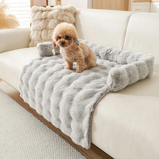 Pawxify CloudNest Faux Rabbit Fur Sofa Bed