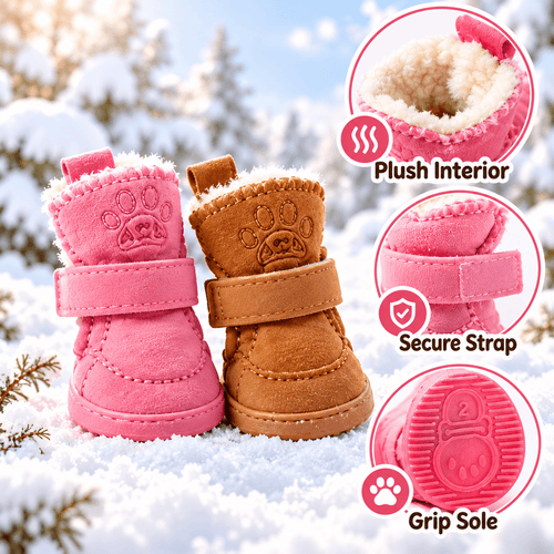 Pawxify WarmStep Plush Winter Dog Boots – Set of 4